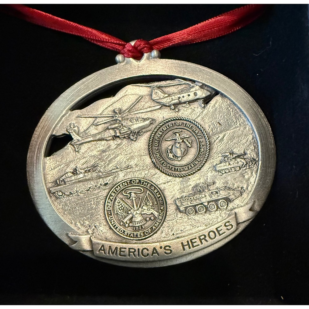 Hampshire Pewter Christmas Ornament Silver Americas Heroes Navy Air Force 2007